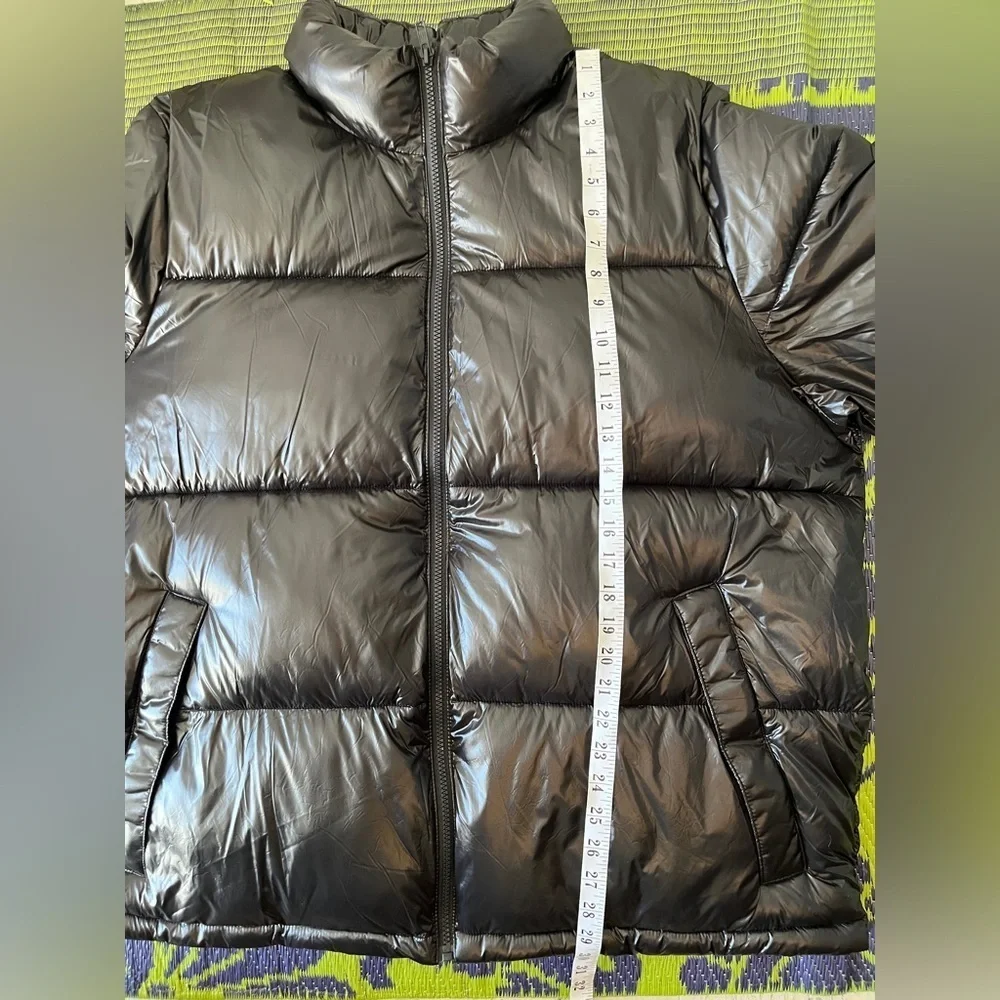 Gap Recycled Nylon Quilted Puffer Jacket Men's XL In High Shine Pri True Black - Picture 12 of 12